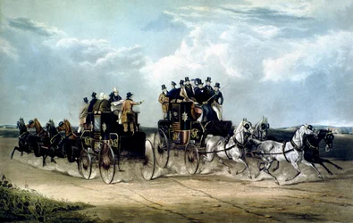 O Brighton Day Mails passando por Hockward Common, gravado por Charles Hunt