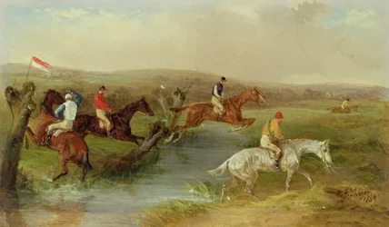 Steeplechasing: The Brook (óleo sobre tela)