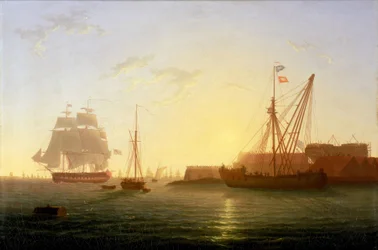 Chegada do HMS "Clyde" a Sheerness, Inglaterra, na manhã de 30 de maio de 1797, após ter escapado a meio da noite aos amotinados do "Nore", liderados por Richard Parker (1867-1897)