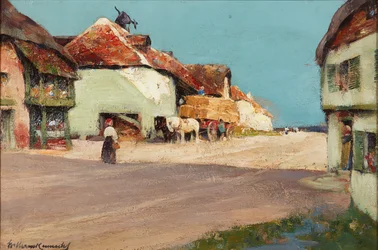 Hay Cart, a Normandy Village (óleo sobre tela)