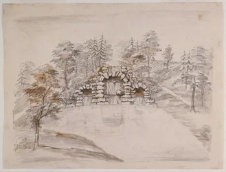 Chiswick, design para uma cascata (caneta e tinta e lavagem em papel)