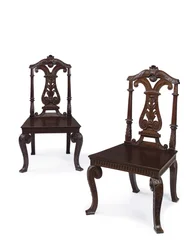 Par de cadeiras de hall de Jorge II, executadas por James Moore, o Jovem, cerca de 1727-31