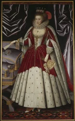 Lucy Russel, comtesse Bedford (nee Harington) - Retrato de Lucy Russell, Condessa de Bedford (1580-1627), nee Harington, de Larkin, William (1580s-1619). Óleo sobre tela