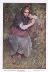 Uma Criada Pensiva, do "Bibby Annual" publicado em 1916 (cor litho)