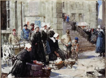 Butter Market, Concarneau, c.1939 (óleo sobre tela)