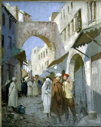 Cena de rua marroquina (Tetuan) (óleo sobre tela)