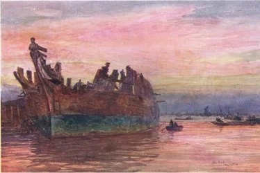O fim de um antigo navio de guerra, 1915