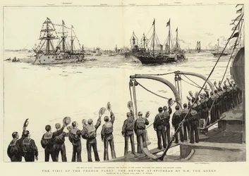 A visita da frota francesa, a revisão como Spithead por HM The Queen