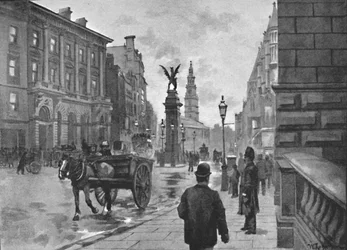 Fleet Street, Mostrando Temple Bar Memorial e Childs Bank, 1891