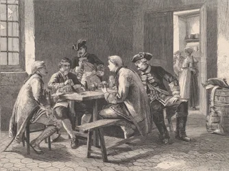 Soldados jogando cartas, do Illustrated London News, 4 de maio de 1861