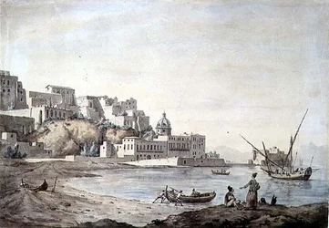 Borgo di Chiaiaia, Nápoles, c.1767 (caneta e tinta e aquarela sobre papel)