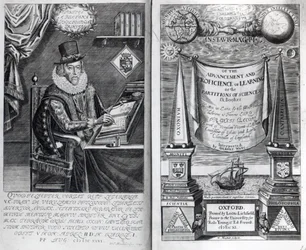 Frontispício e título da "Instauratio Magna" de Francis Bacon, 1640