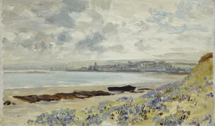 Vista através de uma baía: Clima de chuva (óleo no painel)
