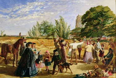 Uma cena da colheita em Norfolk: sketch for &39;Hello Largesse&39;, 1861