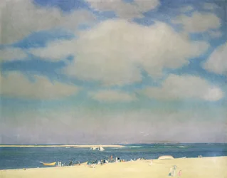 Paisagem marítima com praia de areia (The Beach at Chatham) c.1915 (óleo sobre tela)