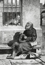 Miss Wardour e a mendiga Edie Ochiltree, ilustração para Antiquário, romance histórico de Walter Scott (1771-1832), gravura após desenho de William McTaggart (1835-1910)