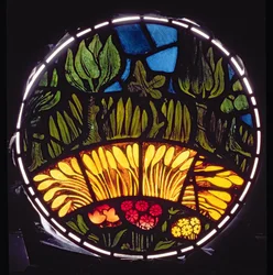 Plantas e árvores, detalhe da janela de criação, 1861 detalhe de vidro manchado de 120153