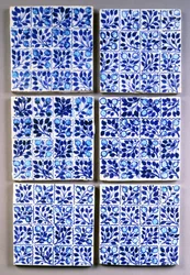 Sete azulejos quadrados &39;Small Bough&39; azuis William Morris