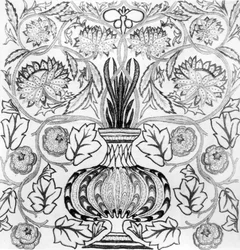 «O vaso de flores», painel bordado concebido por William Morris (1834-96) e executado por May Morris