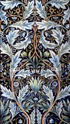Painel de revestimento de parede (66 azulejos) feito por William Morris (1834-1896) e William Frend de Morgan (1839-1917) em faiança. De Membland Hall para Edward Charles Baring. Chelsea, Inglaterra. 1876-1877 Sol. 1x635 m Paris, musee d