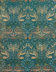 Desenho têxtil Pavão e dragão de William Morris, c. 1880