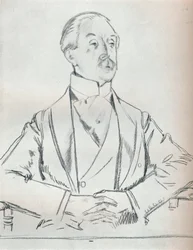 Estudo de retrato a lápis, século XX, 1932
