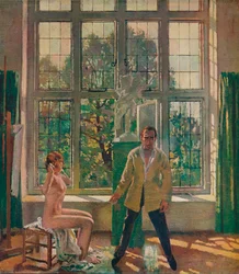 Auto-retrato com modelo, c1905, c1932.