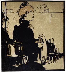 Young Woman Bartender, Londres - em "Types of London", de William Nicholson (1872-1949), ed Floury