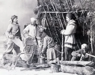 Life of the Trapper in Canada, foto de Nottman, por volta de 1890.