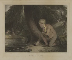 Um rapaz à pesca à linha