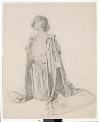 Figura ajoelhada de uma mulher - estudo para &39;The Holy Well&39;, c.1914-15