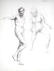 Estudo de um Homem e uma Mulher (lápis sobre papel)