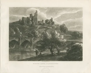 Castelo de Tutbury - vista sul: zincograph, nd [c 1811]
