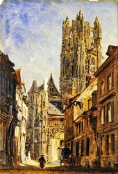 Igreja St Laurent, Rouen, c.1860 (óleo sobre papel colocado a bordo)