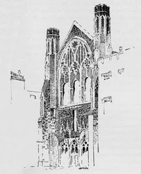 Frente leste da capela de St. Stephens, como apareceu após o incêndio de 1834, c1897