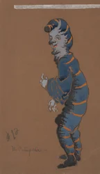 Desenho de fantasia de lagarta para Alice-in-Wonderland, 1915.