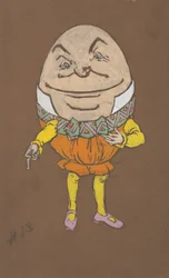 Desenho de figurino de Humpty Dumpty para Alice no País das Maravilhas, 1915