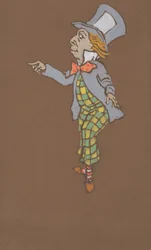 Desenho do disfarce Mad Hatter para Alice-in-Wonderland, 1915.