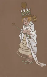 Desenho do traje de Rainha Branca para Alice-in-Wonderland 1915.