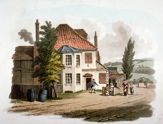 The Farthing Pie House Inn em St Marylebone New Road, Londres, c1810