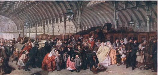 A Estação Ferroviária, de Cassells História do Povo Britânico publicado pela Waverley Book Company Limited, c.1940
