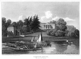 Hampton House, sede do Sr. Garrick, Hampton, Richmond upon Thames, Londres, 1815.