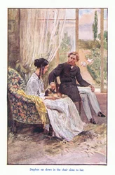 Stephen sentou-se na cadeira perto dela, década de 1930