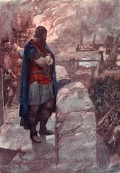 "Os navios não são carregados de mercadorias, mas sim de inimigos cruéis", ilustração de "A história da França contada a meninos e meninas", de Mary Macgregor, 1920