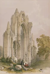 Priorado de Guisborough, interior do East End, de The Monastic Ruins of Yorkshire, gravado por George Hawkins (1819-52), 1842