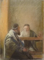 Interior com Dois Rabinos (pastel sobre papel)