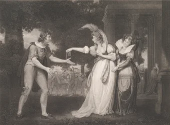 Antes do Palácio do Duque - Rosalind, Celia, Orlando, o Duque..., publicado pela primeira vez em 1800, reeditado em 1852.