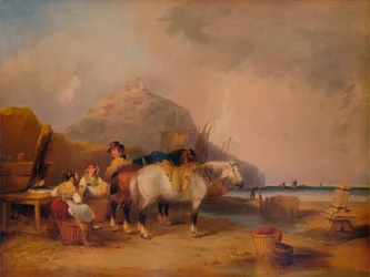 Cena da costa, com figuras e cavalos, c1841