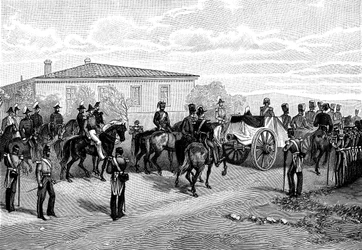 O enterro de Lord Raglan, perto de Sebastopol, na Crimeia, na Rússia, em 1855.
