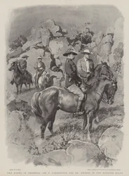 A ascensão na Rodésia, Sir F Carrington e o senhor Rhodes nas colinas de Matoppo